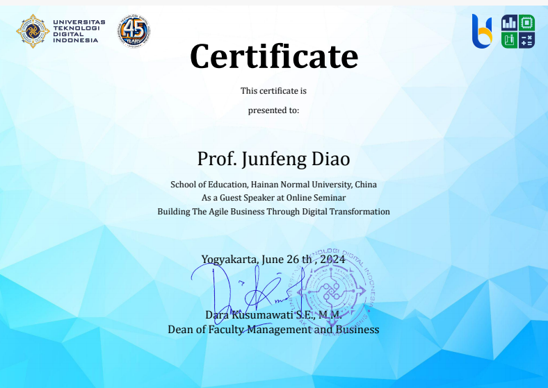 我院刁均峰老師受邀在印度尼西亞數(shù)字技術(shù)大學(xué)研討會(huì)上做報(bào)告